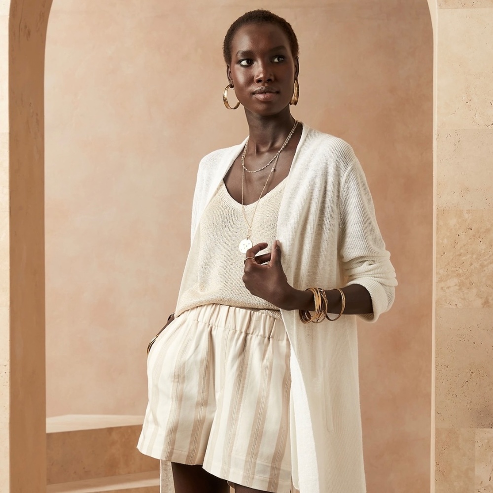 BANANA REPUBLIC LINEN-BLEND DUSTER CARDIGAN
